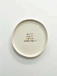 Тарелка ручной работы ММ керамика на Новый год с надписью «Wish you», 18 см