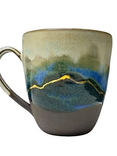 Кружка ручной работы «Золотые горы», серая, керамика, 350 мл