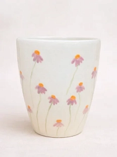 Стакан ручной работы ММ керамика с дизайном «Полевые цветочки», полуфарфор, 350 мл