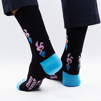 Носки «В самом деле, Пятачок», р-р 42-46, чёрные, фото 3.