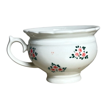 Чашка для чая ручной работы Slowday Ceramics в розовый цветочек «Винтаж», полуфарфор, 250 мл, фото 5.