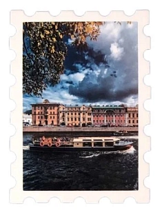 Открытка «Мини-марка. Теплоход», 93х67 мм