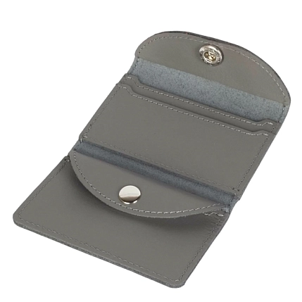 Cкладной кошелек-визитница ручной работы, Kokosina bags, натуральная кожа, тёмно-серый, фото 3.
