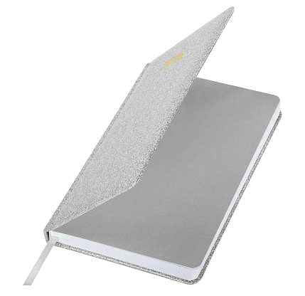 Ежедневник датированный 2026 BRAUBERG «Sparkle», серебристый, А5, фото 2.