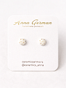 Серёжки-гвоздики круглые в точку, фарфор, бежевые, превью фото 1