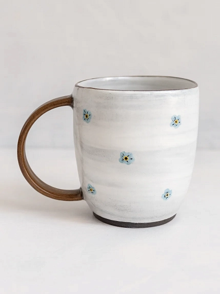 Кружка ручной работы Ким керамика с росписью Лис с цветами, керамика, 450 мл, фото 2.