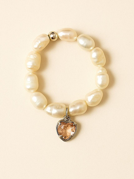 Кольцо из натурального речного жемчуга с подвесом, фото 1.