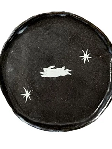 Тарелка ручной работы Домик на дереве «Кролик и звёздочки», керамика, 15 см