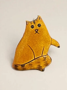 Брошь ручной работы Екатерина Юдо «Коричневый кот», керамика