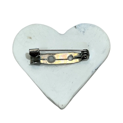 Брошь ручной работы «Сердце», тёмно-коричневая, керамика, фото 2.