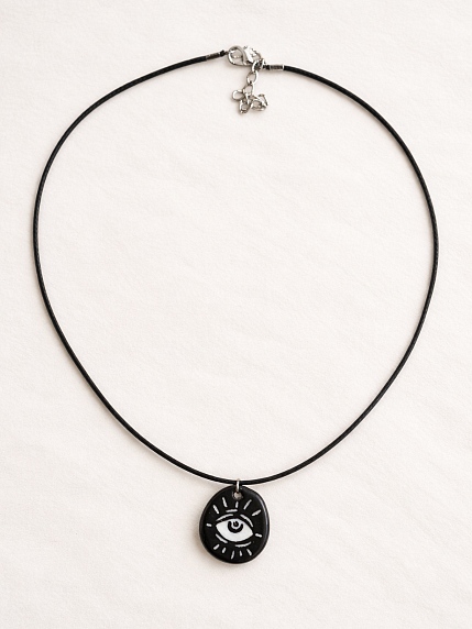 Подвеска ручной работы Боттери керамика «Глаз», чёрный, керамика, фото 2.