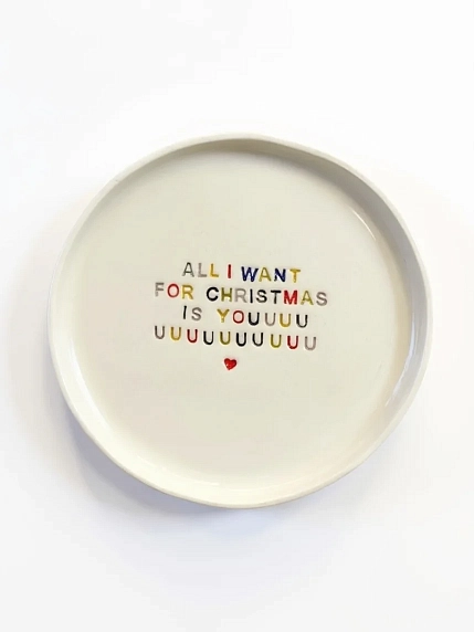 Тарелка ручной работы ММ керамика на Новый год с надписью «All i want for christmas», 18 см, фото 1.