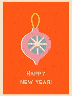 Открытка ретро на Новый год «Happy New Year!»