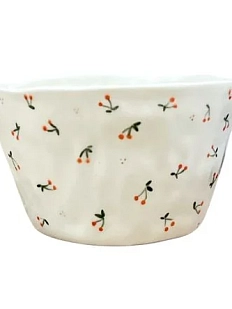 Пиала ручной работы «Вишенки», керамика, 12 см