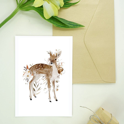 Открытка DARI DARI «Оленёнок», белая, фото 2.