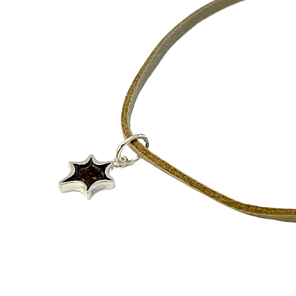 Кулон ручной работы на кожаном ремешке «Звезда», нейзильбер, фото 3.