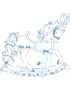 Квадратная открытка DARI DARI на Новый год «Лошадка-качалка», голубая