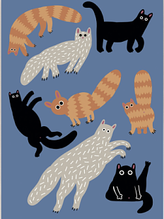 Картхолдер «Котики», синий
