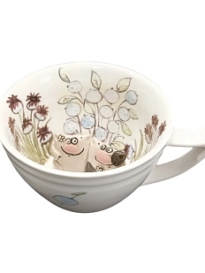 Чашка для чая ручной работы Мадам де Тюль с фигуркой внутри Коты в саду, фарфор, 250 мл