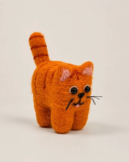 Валяная игрушка Северяшка «Рыжий кот», шерсть, фото 1.