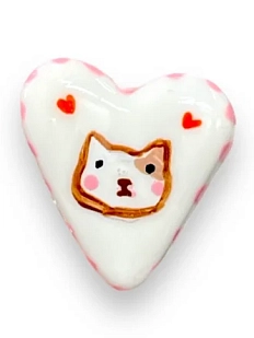 Кольцо ручной работы Радость Рядом в форме сердца «Влюбленный котик», полимерная глина, незамнкутое