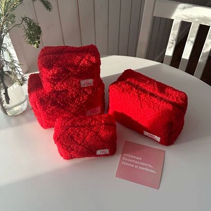 Косметичка ручной работы «Bebesss», красный барашек, фото 1.
