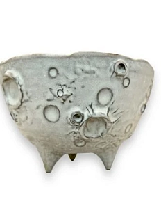 Пиала на ножка ручной работы «Луна», серая, керамика