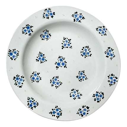 Тарелка ручной работы Slowday Ceramics с синими розочками, керамика, 19 см, фото 1.