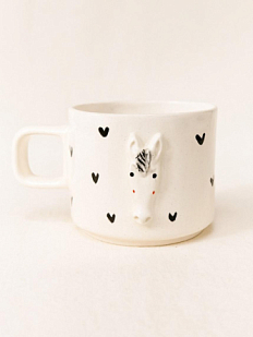 Кружка ручной работы с фигуркой Лошадка с сердечками, полуфарфор, 250 мл