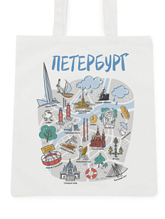 Сумка шоппер «Карта Петербурга», белый