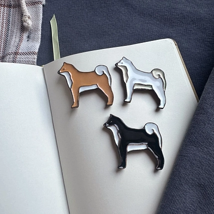 Брошь ручной работы DARI DARI «Сиба-ину», чёрная, керамика, фото 3.