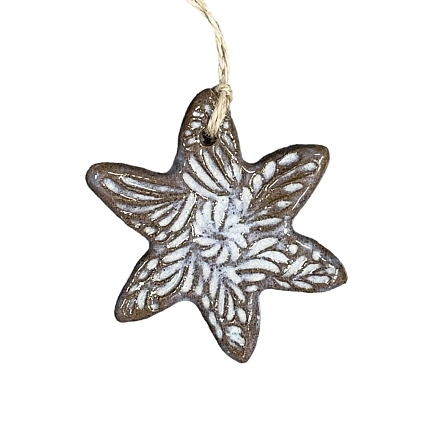 Ёлочная игрушка Верба керамика «Серо-голубая звезда», керамика, фото 1.