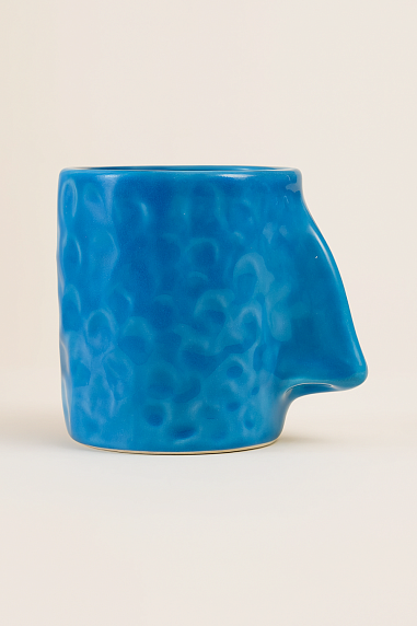 Кружка ручной работы NF ceramics «Нос», голубая, 400 мл, фото 2.