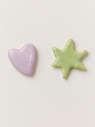 Серёжки-гвоздики «Звезда и сердце», полимерная глина, превью фото 1