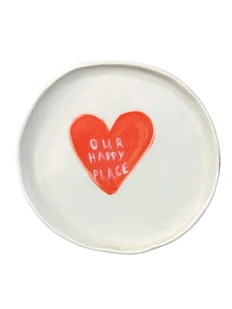 Тарелка ручной работы ММ керамика c надписью «Our happy place», 17 см