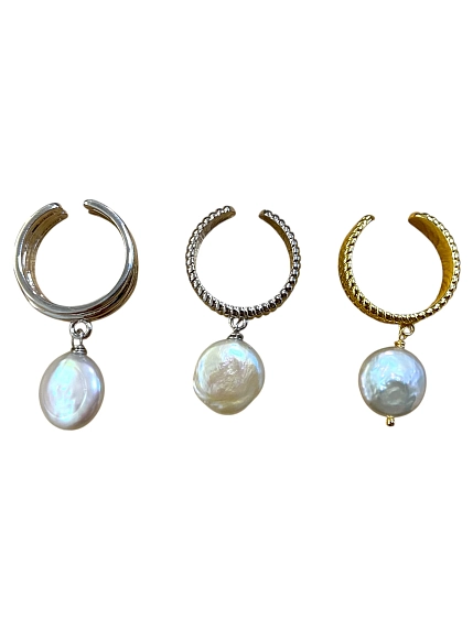 Кольцо с подвеской из барочного жемчуга не замкнутые «Old Money», фото 4.