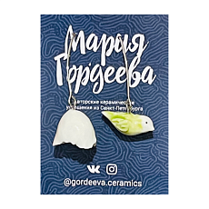 Серьги «Птички», керамика, бело-зелёные