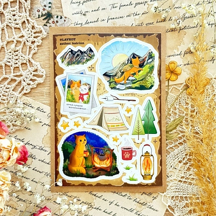 Стикерпак Лавкот «Котики в походе», А6, фото 1.