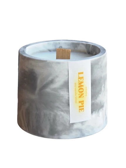 Соевая свеча в гипсовом стакане «Лимонный пирог», 120 мл, фото 1.