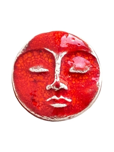 Брошь ручной работы КерамЕлКа «Лицо большое», красная, керамика