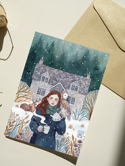 Открытка Анна Спешилова «Время чая», односторонняя, фото 3.