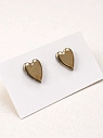 Серёжки-гвоздики КерамЕлКа маленькие «Сердечки», золотистые, фарфор, превью фото 2
