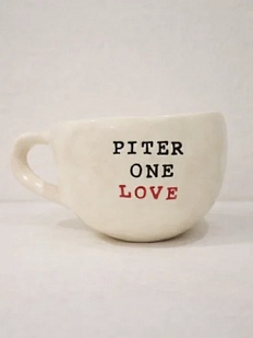 Кружка ручной работы Керамур с надписью «Piter one love», керамика, 350 мл