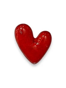 Брошь ручной работы КерамЕлКа «Пухлое сердце», красная, керамика
