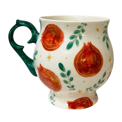 Кружка ручной работы на ножке Чашки и поцелуи «Гранаты», полуфарфор, 250 мл, фото 2.
