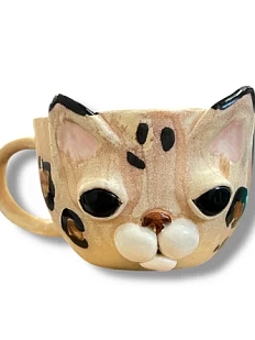 Кружка ручной работы «Кот», леопардовая, керамика, 300 мл