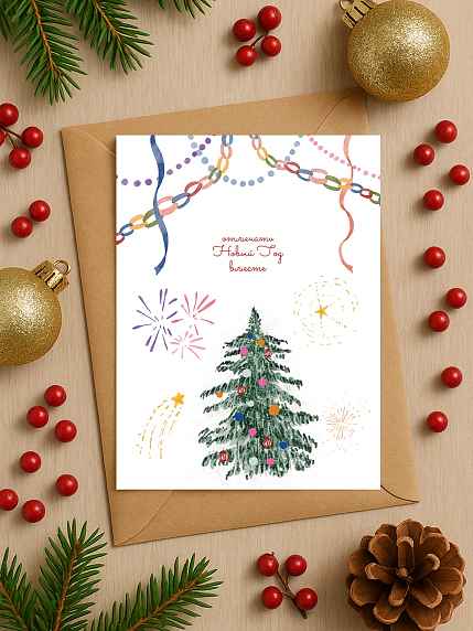 Открытка на Новый год «Отмечаем Новый год вместе», А6, фото 1.