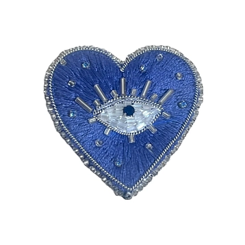 Брошь ручной работы «Heart», голубая, бисер, фото 1.