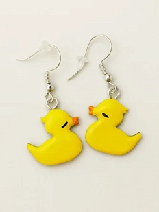 Серьги «Уточки», дерево, жёлтые