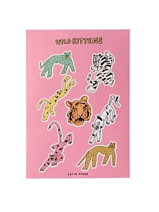 Стикерпак с тиграми Катя Гиена «Wild kittens», розовый